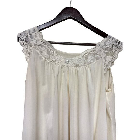 Vintage ShadowLine Women's Peignoir Ivory Chiffon Baby Doll Gown Robe Small - Picture 4 of 10